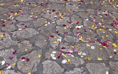 Ah!! Confetti on the pavement outside the church…